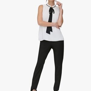 DKNY White business casual with black tie, sleeveless T-shirt